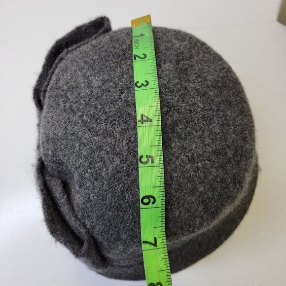Grey Wool Hat Bow Sequin Accented Cloche Bucket Hat One Size - Picture 12 of 13